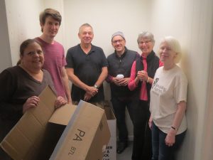 Volunteers helped with packing part of the Society’s collection for movement to temporary storage during construction.
